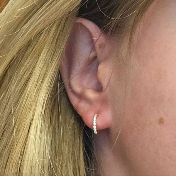 Yellow Gold Diamond Hoop Earrings Image 3 Mark Jewellers La Crosse, WI