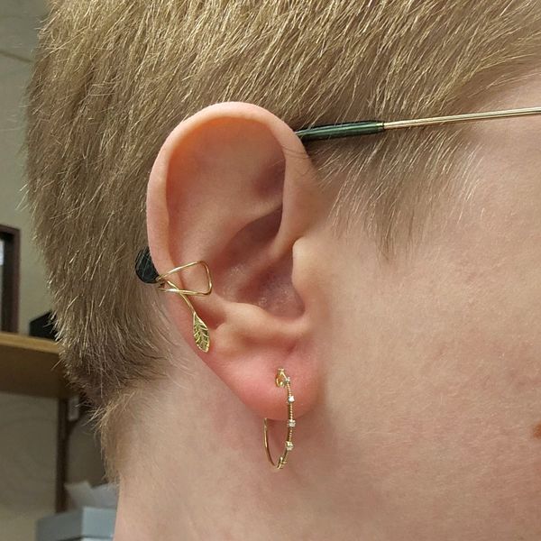 Yellow Gold Diamond Hoop Earrings Image 2 Mark Jewellers La Crosse, WI