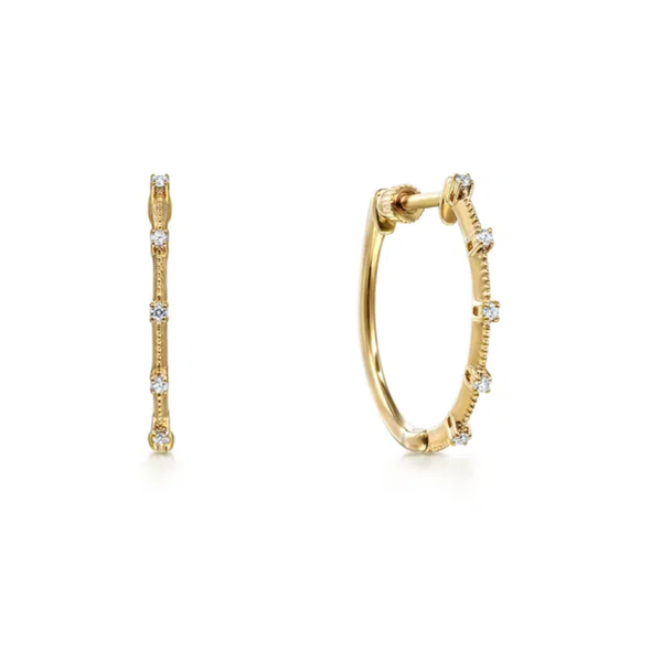 Yellow Gold Diamond Hoop Earrings Mark Jewellers La Crosse, WI