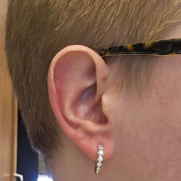 White Gold Diamond Hoop Earrings Image 3 Mark Jewellers La Crosse, WI