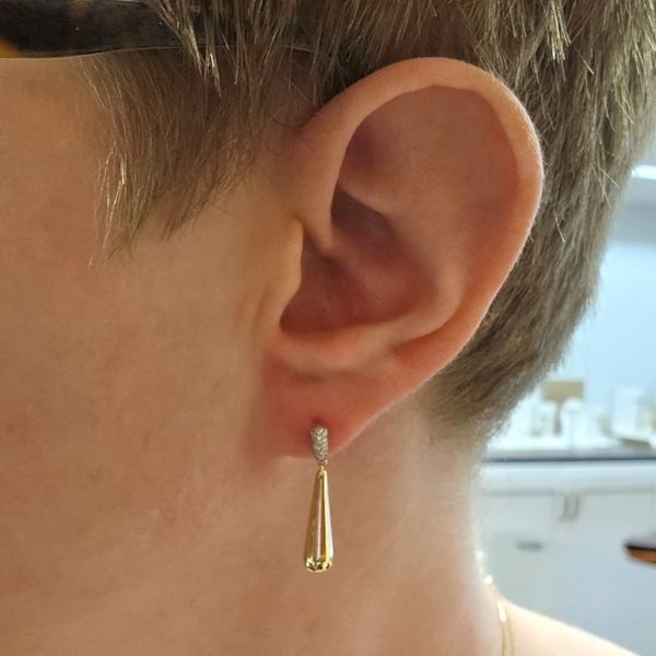 Yellow Gold Diamond Drop Earrings Image 3 Mark Jewellers La Crosse, WI