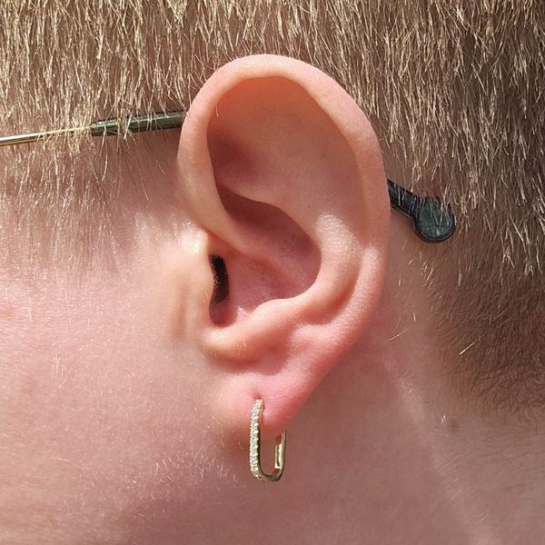 Yellow Gold Diamond Hoop Earrings Image 2 Mark Jewellers La Crosse, WI