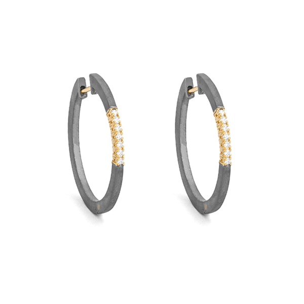 Yellow Gold & Titanium Diamond Hoop Earrings Mark Jewellers La Crosse, WI