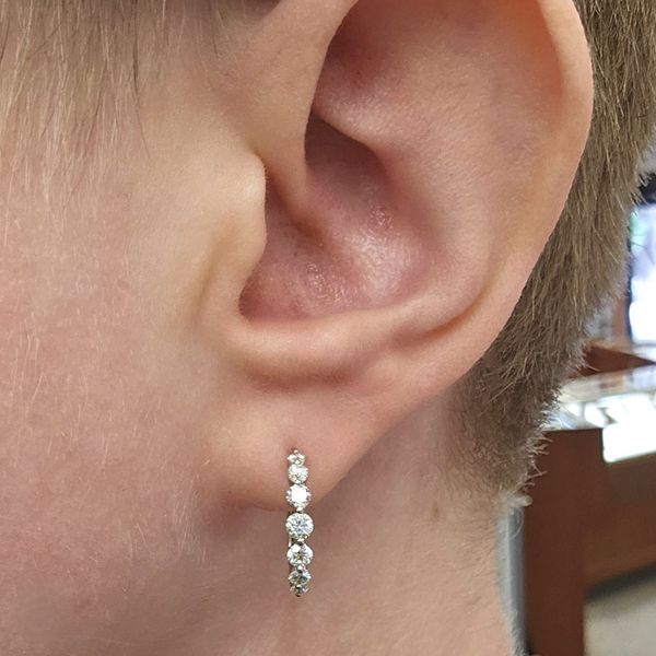 White Gold Diamond Hoop Earrings Image 2 Mark Jewellers La Crosse, WI