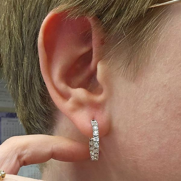 White Gold Diamond Hoop Earrings Image 3 Mark Jewellers La Crosse, WI