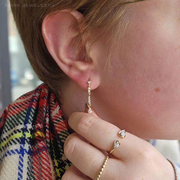 Yellow Gold Diamond Drop Earrings Image 2 Mark Jewellers La Crosse, WI