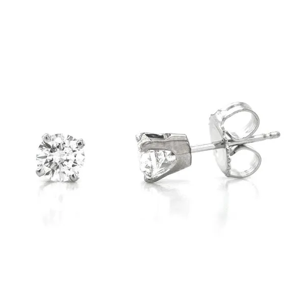 White Gold Diamond 4-Prong Stud Earrings Mark Jewellers La Crosse, WI