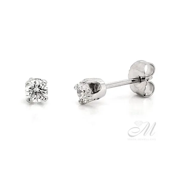 White Gold Diamond 4-Prong Stud Earrings Mark Jewellers La Crosse, WI