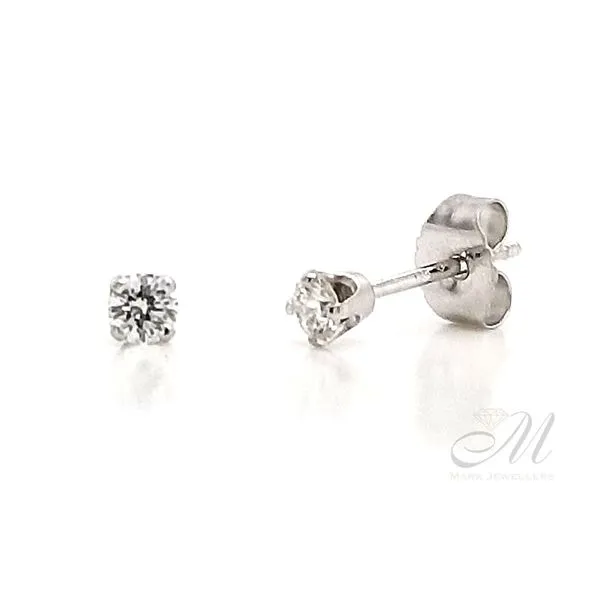White Gold Diamond 4-Prong Stud Earrings Mark Jewellers La Crosse, WI