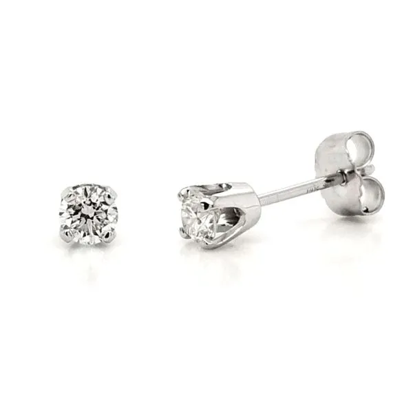 White Gold Diamond 4-Prong Stud Earrings Mark Jewellers La Crosse, WI