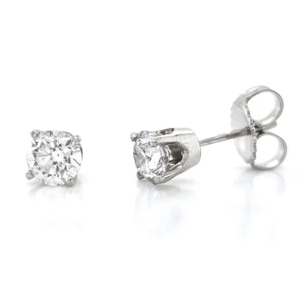 White Gold Diamond 4-Prong Stud Earrings Mark Jewellers La Crosse, WI