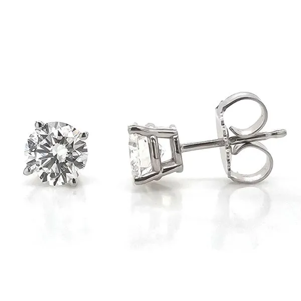 White Gold Diamond 4-Prong Stud Earrings Mark Jewellers La Crosse, WI