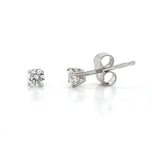 White Gold Diamond 4-Prong Stud Earrings Mark Jewellers La Crosse, WI