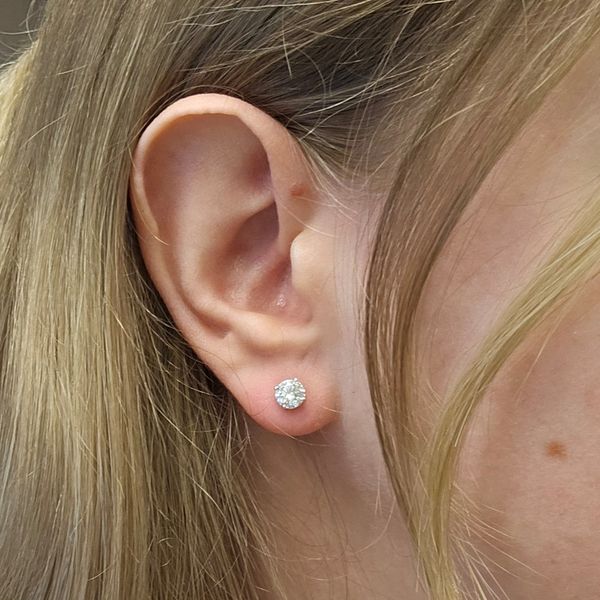 White Gold Diamond 4-Prong Stud Earrings Image 2 Mark Jewellers La Crosse, WI