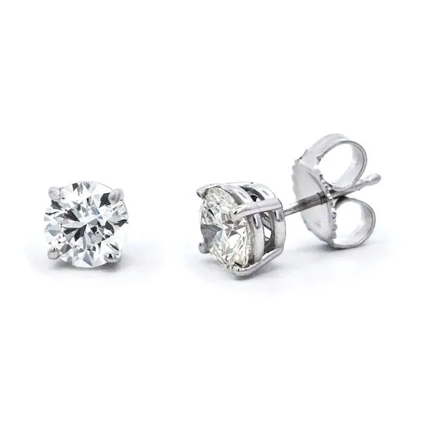 White Gold Diamond 4-Prong Stud Earrings Mark Jewellers La Crosse, WI