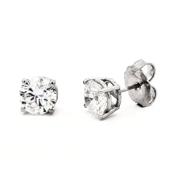 White Gold Diamond 4-Prong Stud Earrings Mark Jewellers La Crosse, WI
