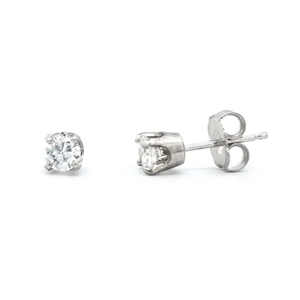 White Gold Diamond 4-Prong Stud Earrings Mark Jewellers La Crosse, WI