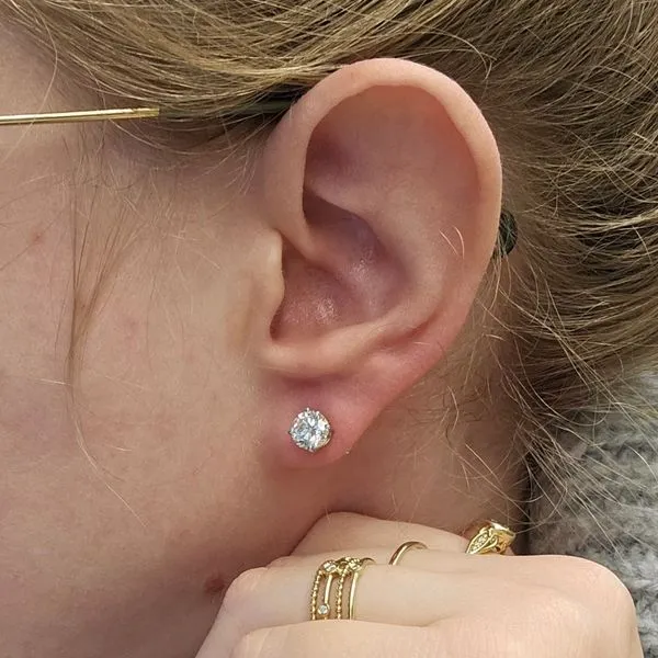 White Gold Diamond 4-Prong Stud Earrings Image 2 Mark Jewellers La Crosse, WI