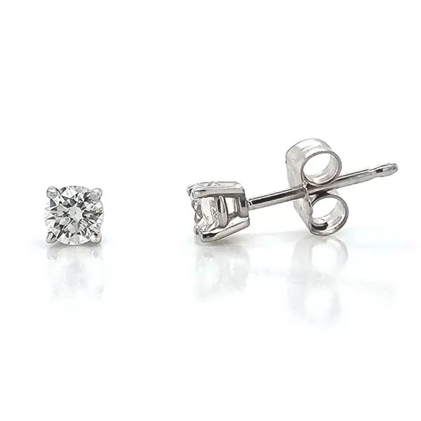 White Gold Diamond 4-Prong Stud Earrings Mark Jewellers La Crosse, WI