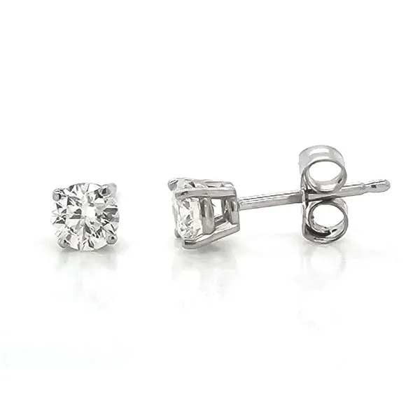 White Gold Diamond 4-Prong Stud Earrings Mark Jewellers La Crosse, WI