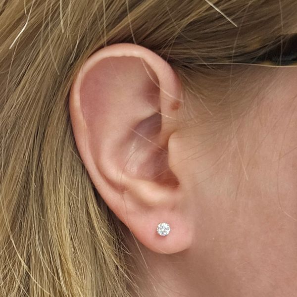 White Gold Diamond 4-Prong Stud Earrings Image 2 Mark Jewellers La Crosse, WI