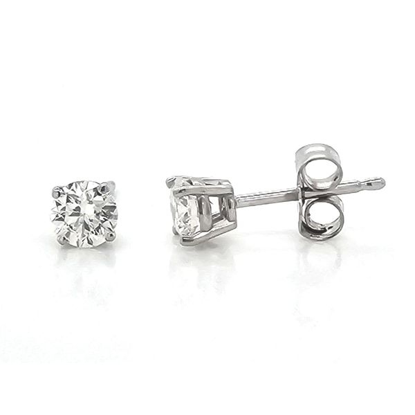 White Gold Diamond 4-Prong Stud Earrings Mark Jewellers La Crosse, WI