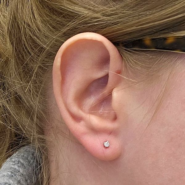 White Gold Diamond 4-Prong Stud Earrings Image 2 Mark Jewellers La Crosse, WI