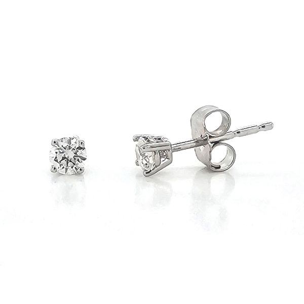 White Gold Diamond 4-Prong Stud Earrings Mark Jewellers La Crosse, WI