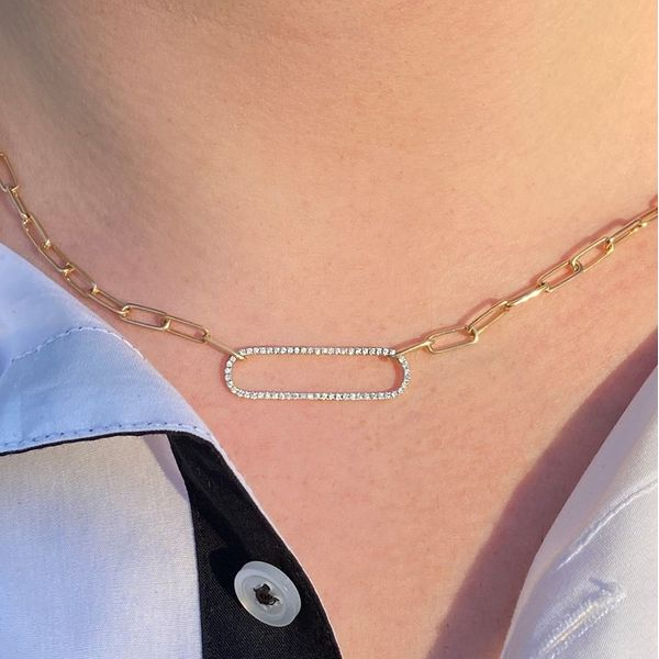 Yellow Gold Diamond Paperclip Necklace Image 2 Mark Jewellers La Crosse, WI