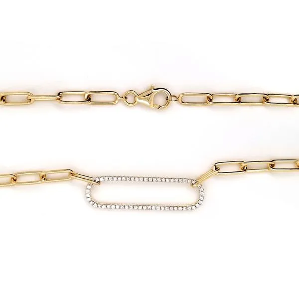 Yellow Gold Diamond Paperclip Necklace Image 3 Mark Jewellers La Crosse, WI