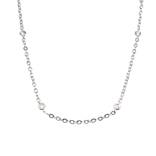 White Gold Diamond Station Necklace Mark Jewellers La Crosse, WI