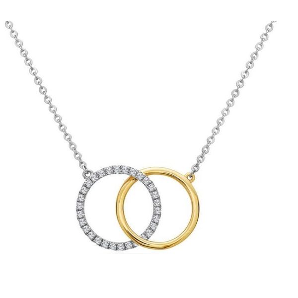 Two-Tone Gold Double Circle Diamond Necklace Mark Jewellers La Crosse, WI