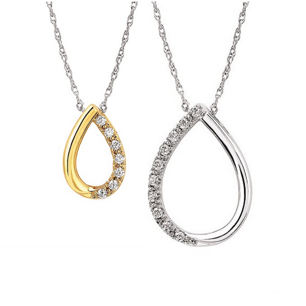 Two-Tone Gold Diamond Pear-Shaped Pendants Image 2 Mark Jewellers La Crosse, WI