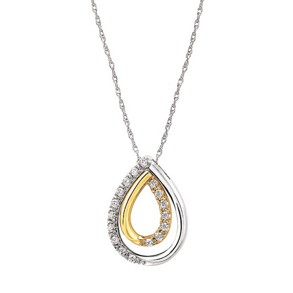 Two-Tone Gold Diamond Pear-Shaped Pendants Mark Jewellers La Crosse, WI