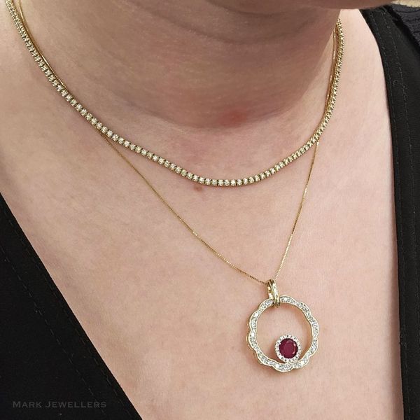 Yellow Gold Ruby & Diamond Pendant Image 3 Mark Jewellers La Crosse, WI