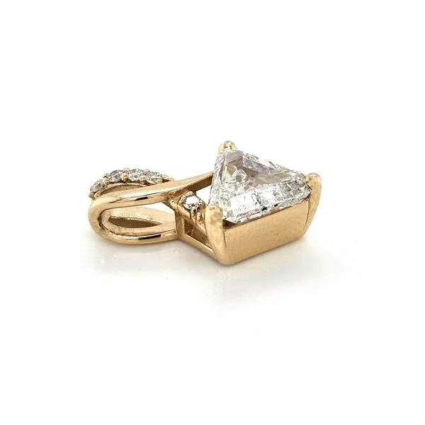 Yellow Gold Triangle Diamond Pendant Image 2 Mark Jewellers La Crosse, WI