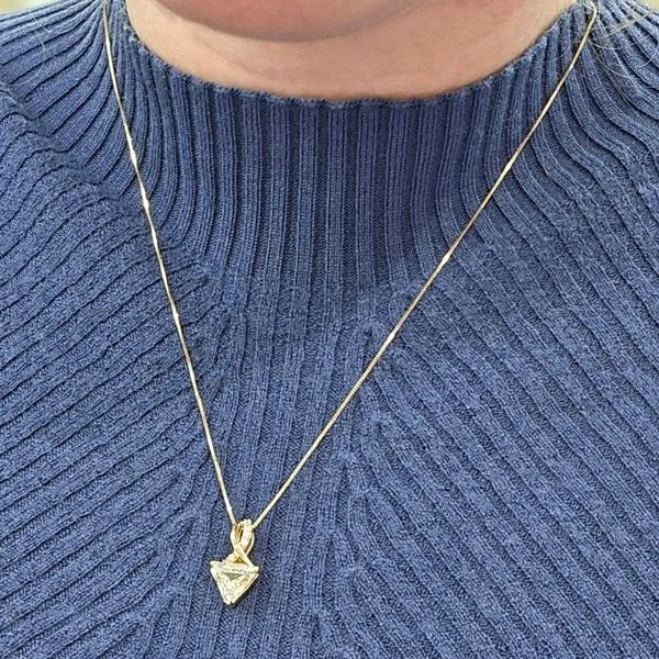 Yellow Gold Triangle Diamond Pendant Image 3 Mark Jewellers La Crosse, WI