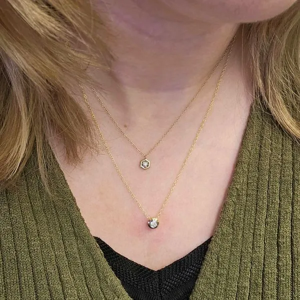 Two Tone Gold 18" Diamond Pendant Image 3 Mark Jewellers La Crosse, WI