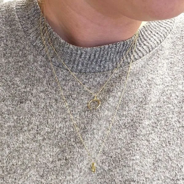 Yellow Gold Crescent Horn Necklace Image 3 Mark Jewellers La Crosse, WI