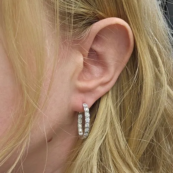 White Gold Diamond Hoop Earrings Image 3 Mark Jewellers La Crosse, WI