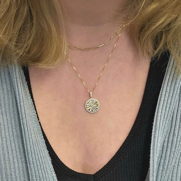 Yellow Gold Diamond Disc Pendant Image 3 Mark Jewellers La Crosse, WI