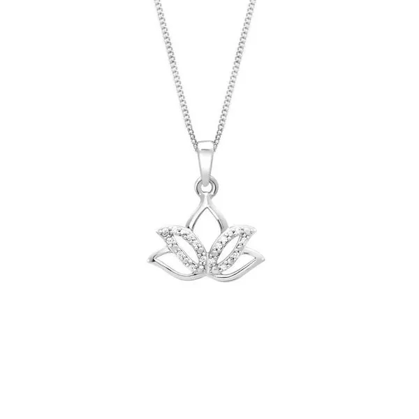 White Gold Diamond Lotus Flower Pendant Mark Jewellers La Crosse, WI