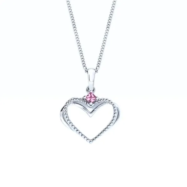 White Gold Pink Sapphire Heart Pendant Mark Jewellers La Crosse, WI