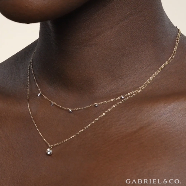 Yellow Gold White Sapphire Necklace Image 2 Mark Jewellers La Crosse, WI