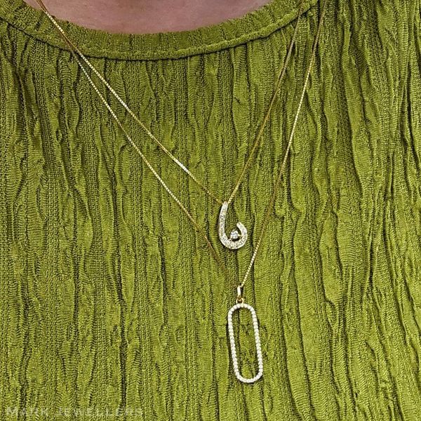 Yellow Gold Freeform Diamond Pendant Image 3 Mark Jewellers La Crosse, WI
