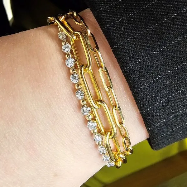 Yellow Gold Diamond Cuff Bracelet Image 3 Mark Jewellers La Crosse, WI