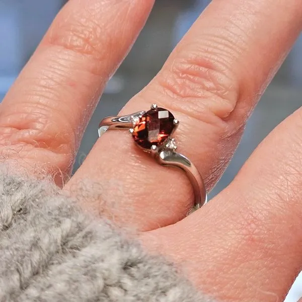 White Gold Garnet Ring Image 3 Mark Jewellers La Crosse, WI