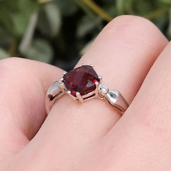 White Gold Garnet Ring Image 3 Mark Jewellers La Crosse, WI