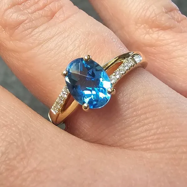 Yellow Gold Blue Topaz Ring Image 3 Mark Jewellers La Crosse, WI