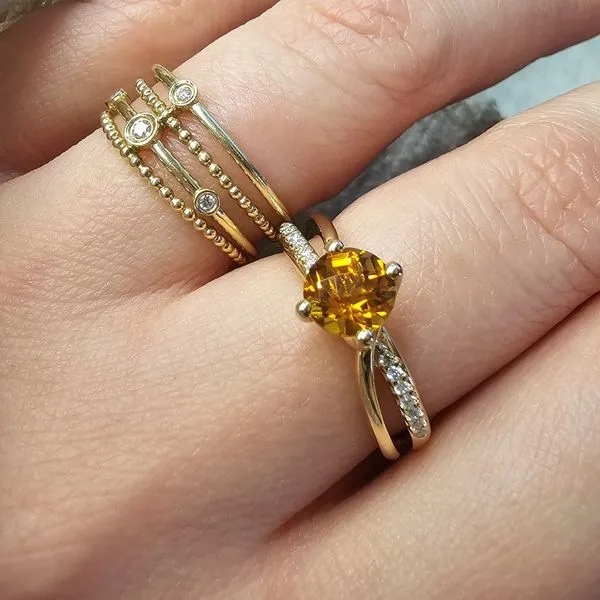 Yellow Gold Citrine & Diamond Ring Image 3 Mark Jewellers La Crosse, WI